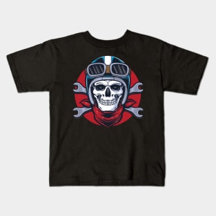 skull biker with wrench Kids T-Shirt